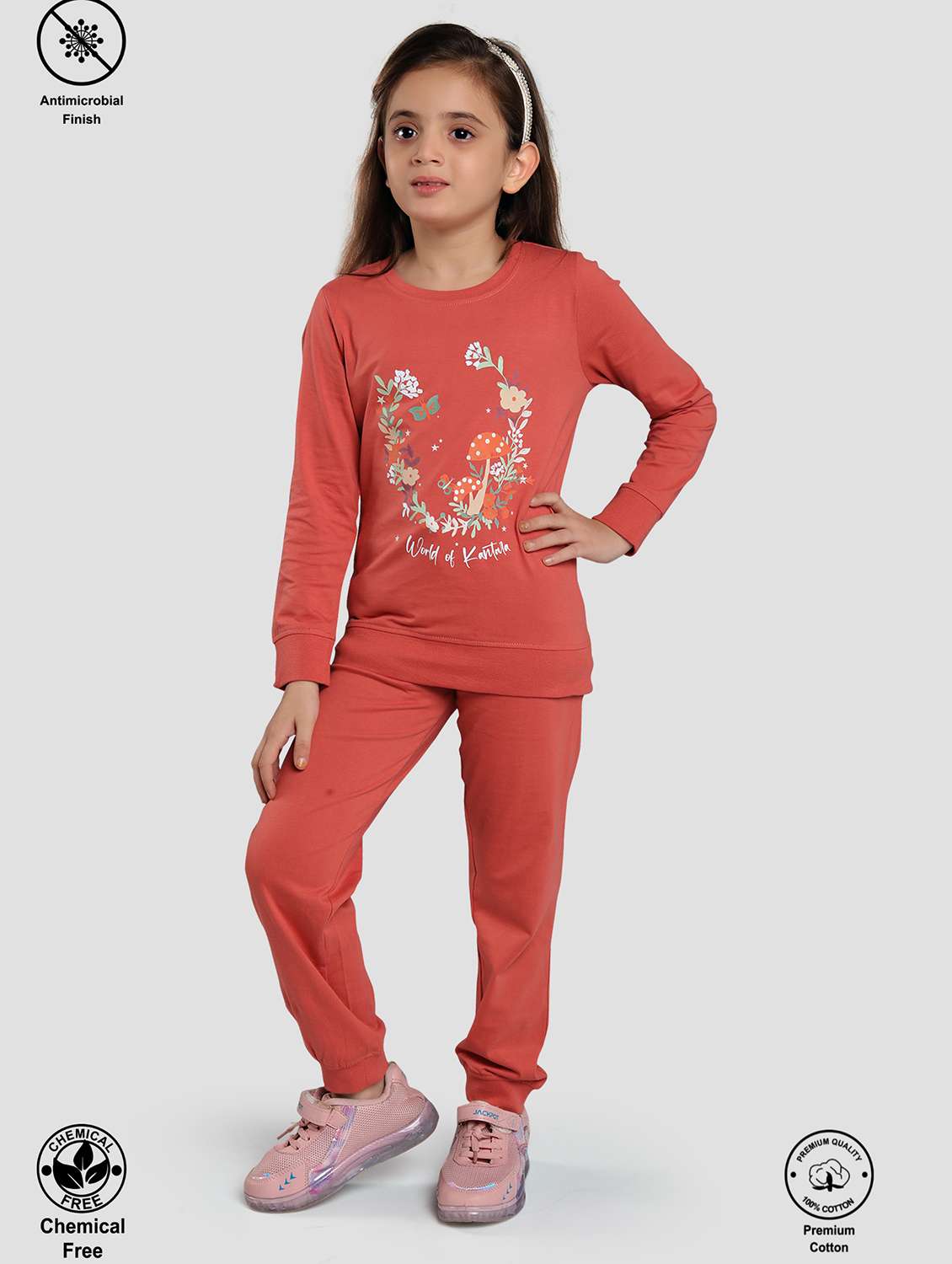 girls printed long sleeve pyjama set nightwear