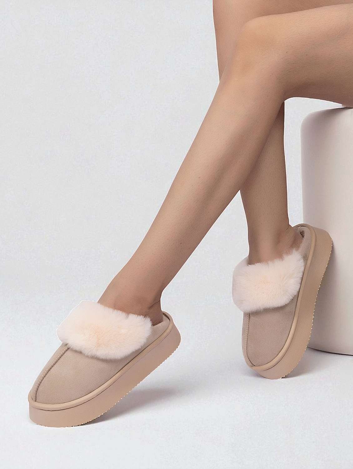 women beige winterwear slipper - 22142759 - Zoom Image - 0