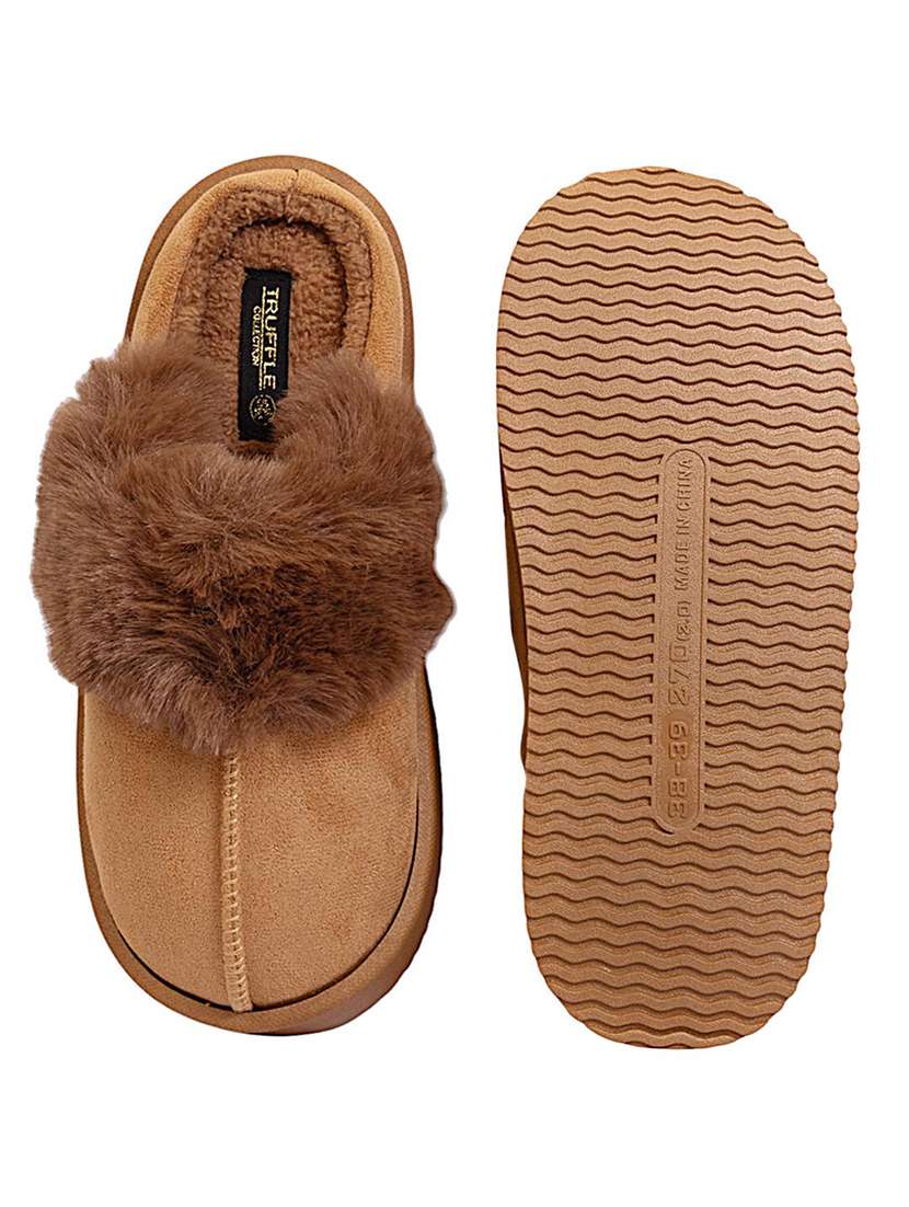 women brown winterwear slipper - 22142761 - Standard Image - 5