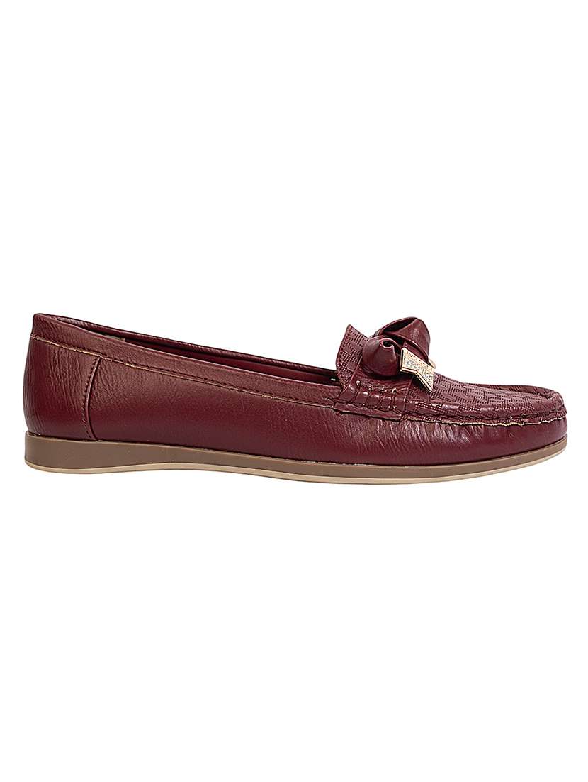 women maroon slip on loafer - 22142769 - Standard Image - 3
