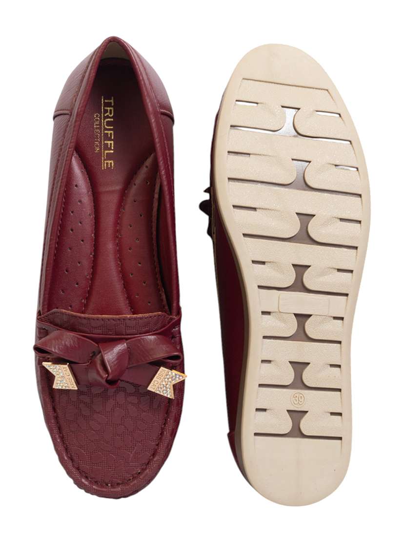 women maroon slip on loafer - 22142769 - Standard Image - 5