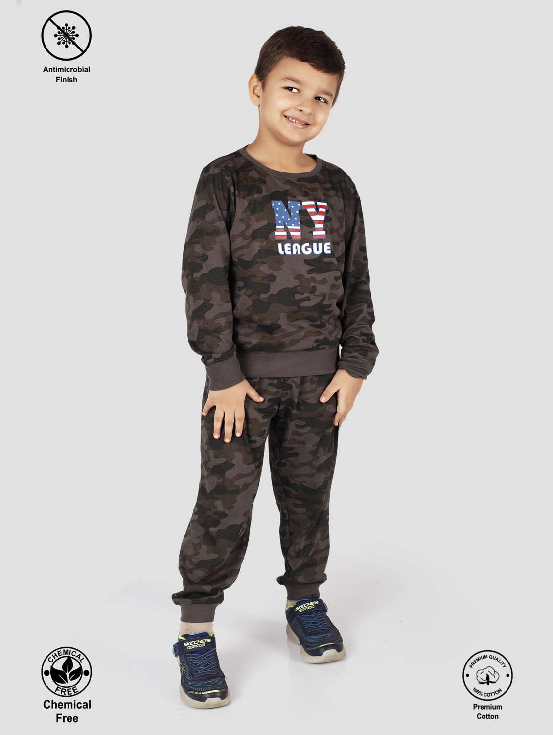 boys camouflage long sleeve pyjama set nightwear