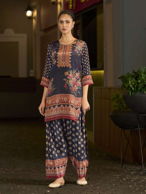 women printed three quarter sleeve co-ord set - 22142875 -  Standard Image - 0