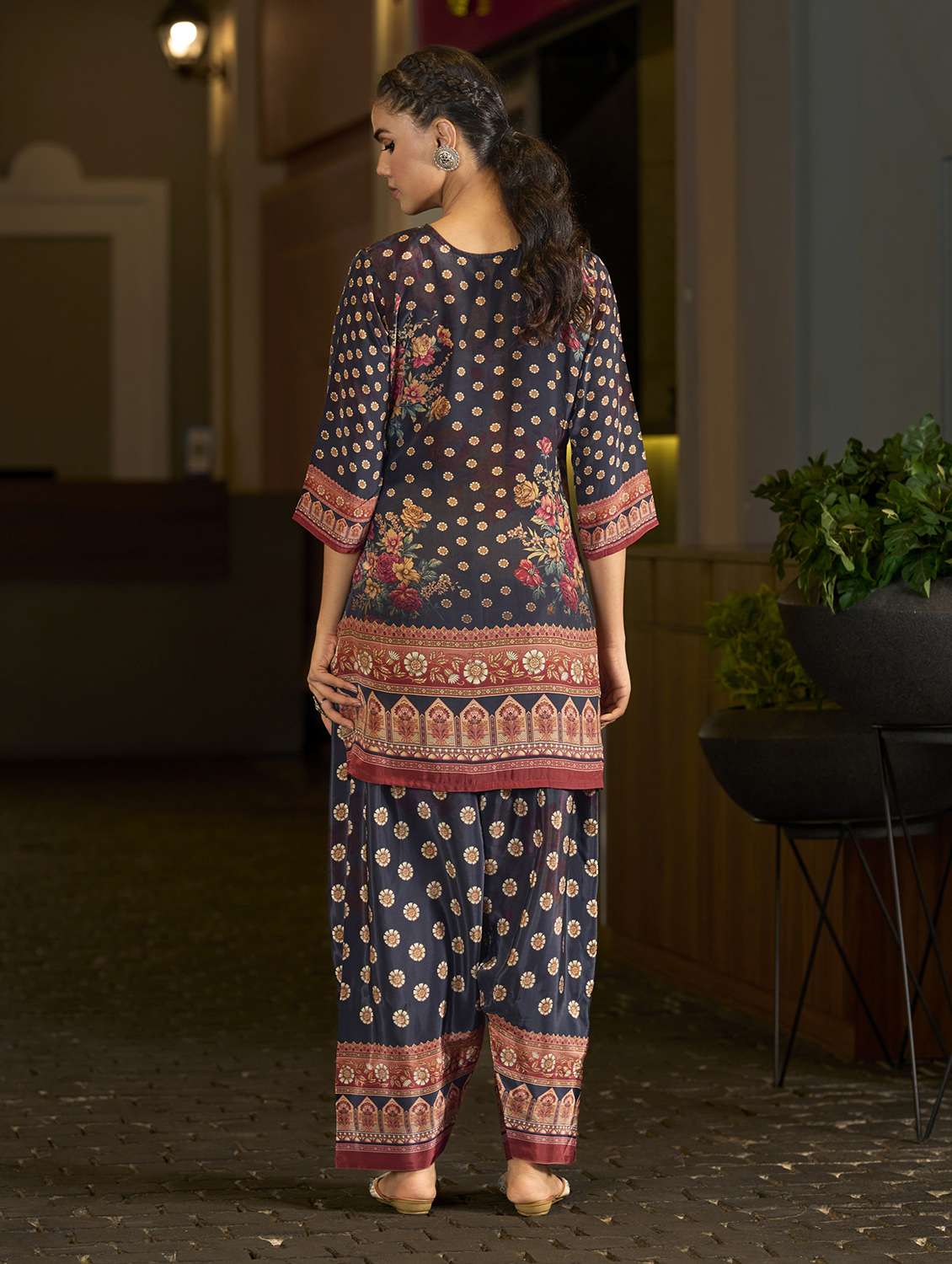 women printed three quarter sleeve co-ord set - 22142875 -  Standard Image - 3