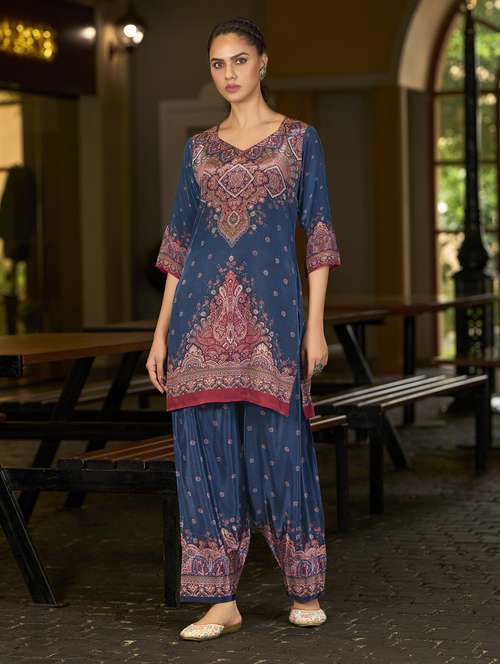 women printed three quarter sleeve co-ord set - 22142876 - Standard Image - 0