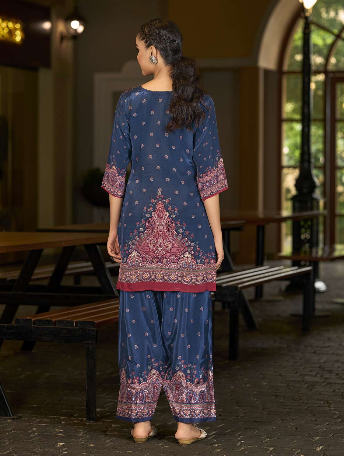 women printed three quarter sleeve co-ord set - 22142876 - Standard Image - 3
