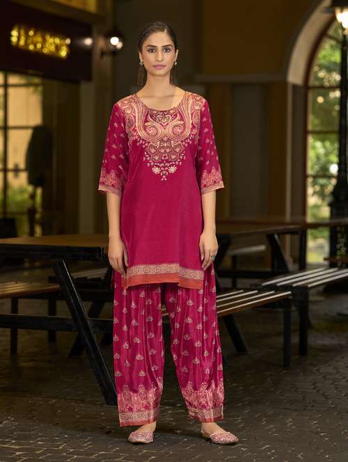 women printed three quarter sleeve co-ord set - 22142877 - Standard Image - 0