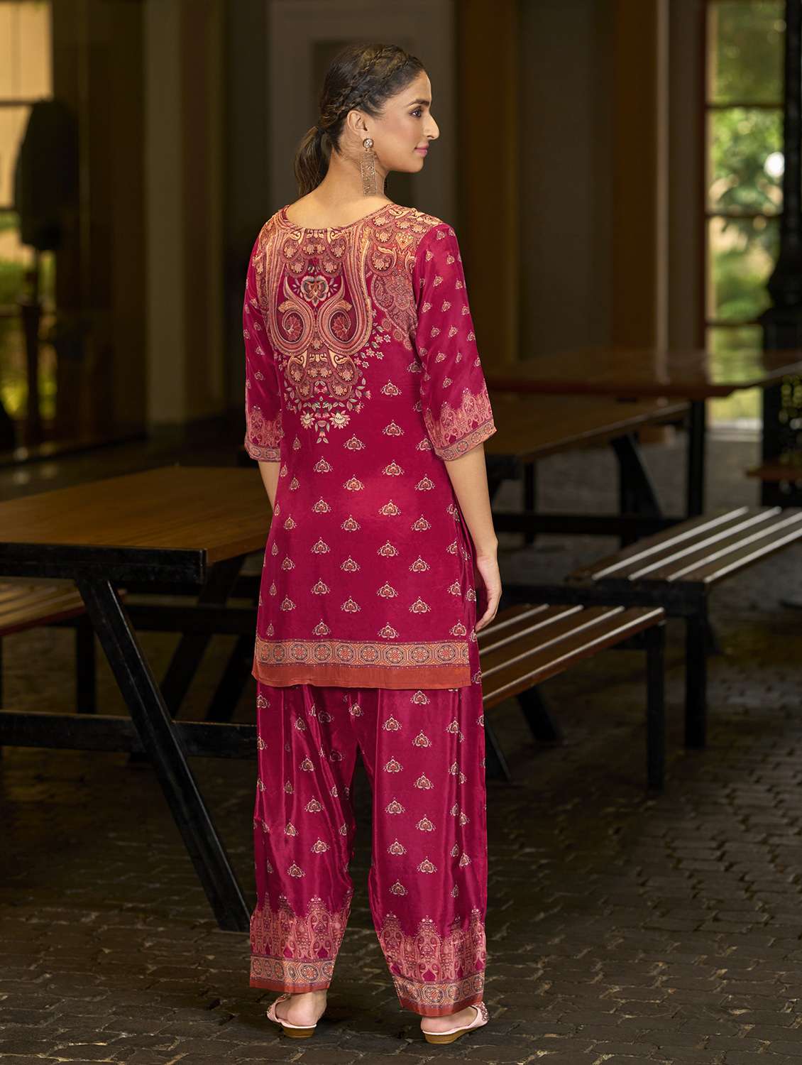 women printed three quarter sleeve co-ord set - 22142877 - Standard Image - 3