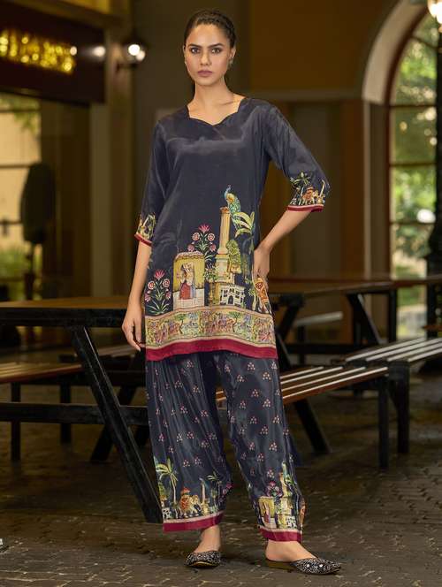 women printed three quarter sleeve co-ord set - 22142879 -  Standard Image - 0