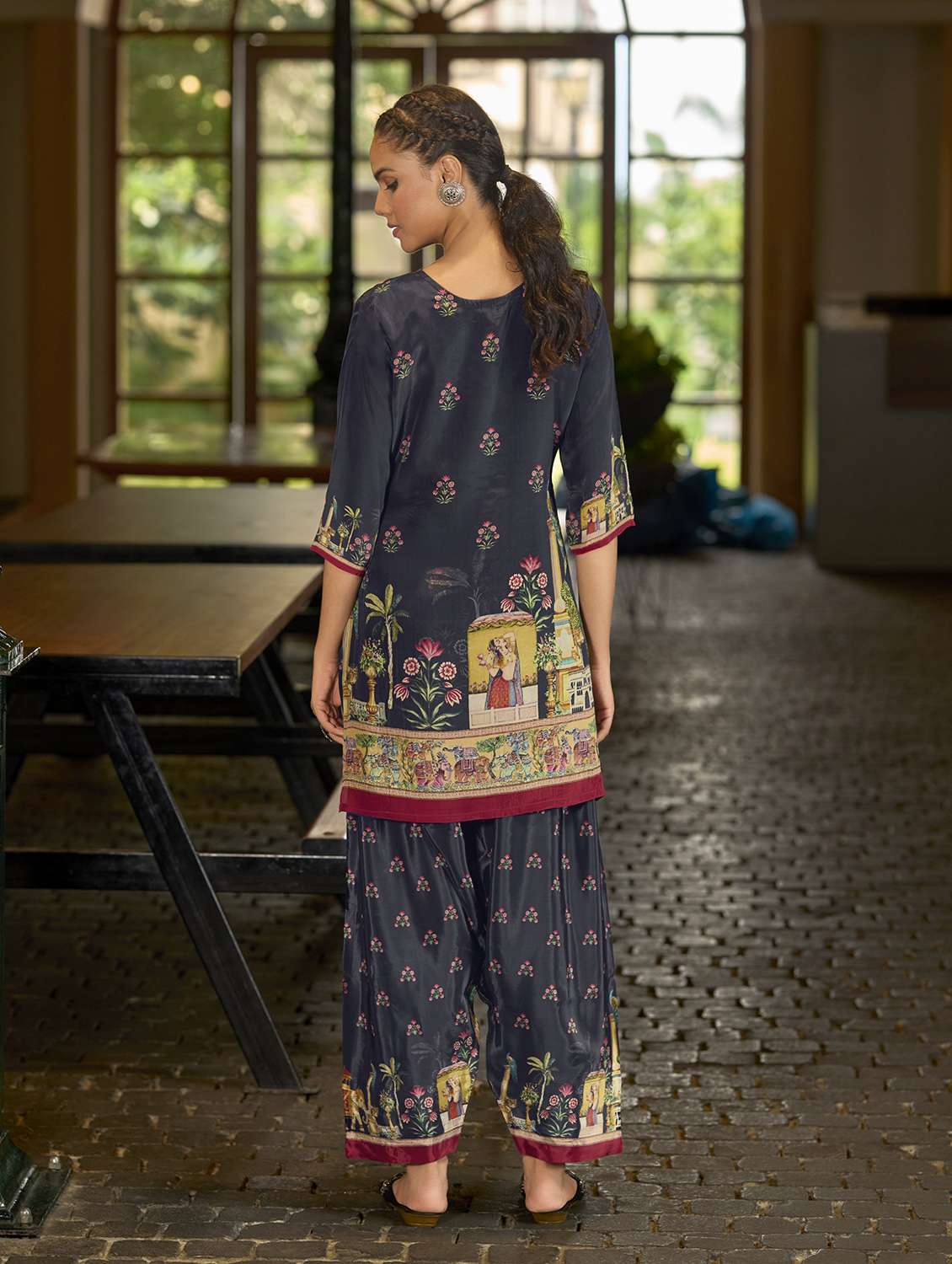 women printed three quarter sleeve co-ord set - 22142879 -  Standard Image - 3