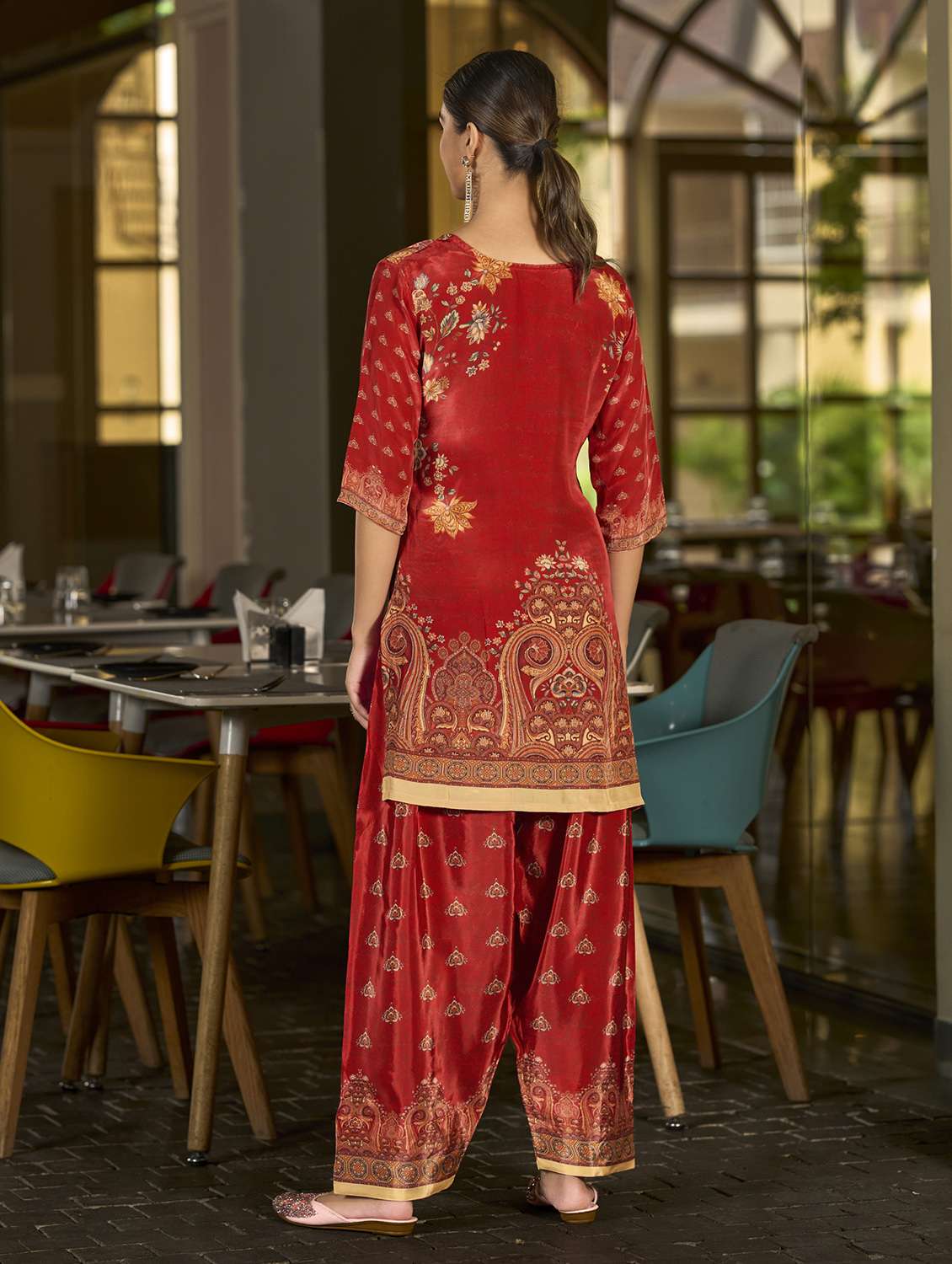 women printed three quarter sleeve co-ord set - 22142880 -  Standard Image - 3