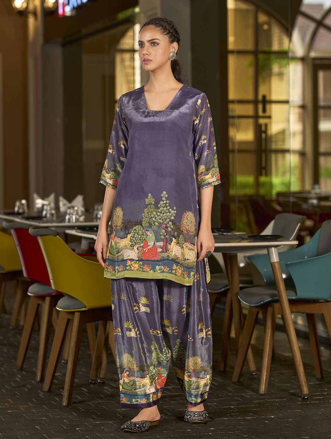 women printed three quarter sleeve co-ord set - 22142881 -  Zoom Image - 0