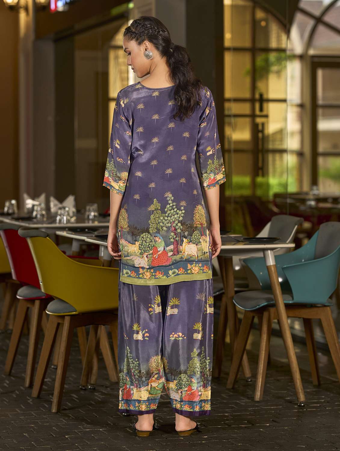 women printed three quarter sleeve co-ord set - 22142881 -  Standard Image - 3