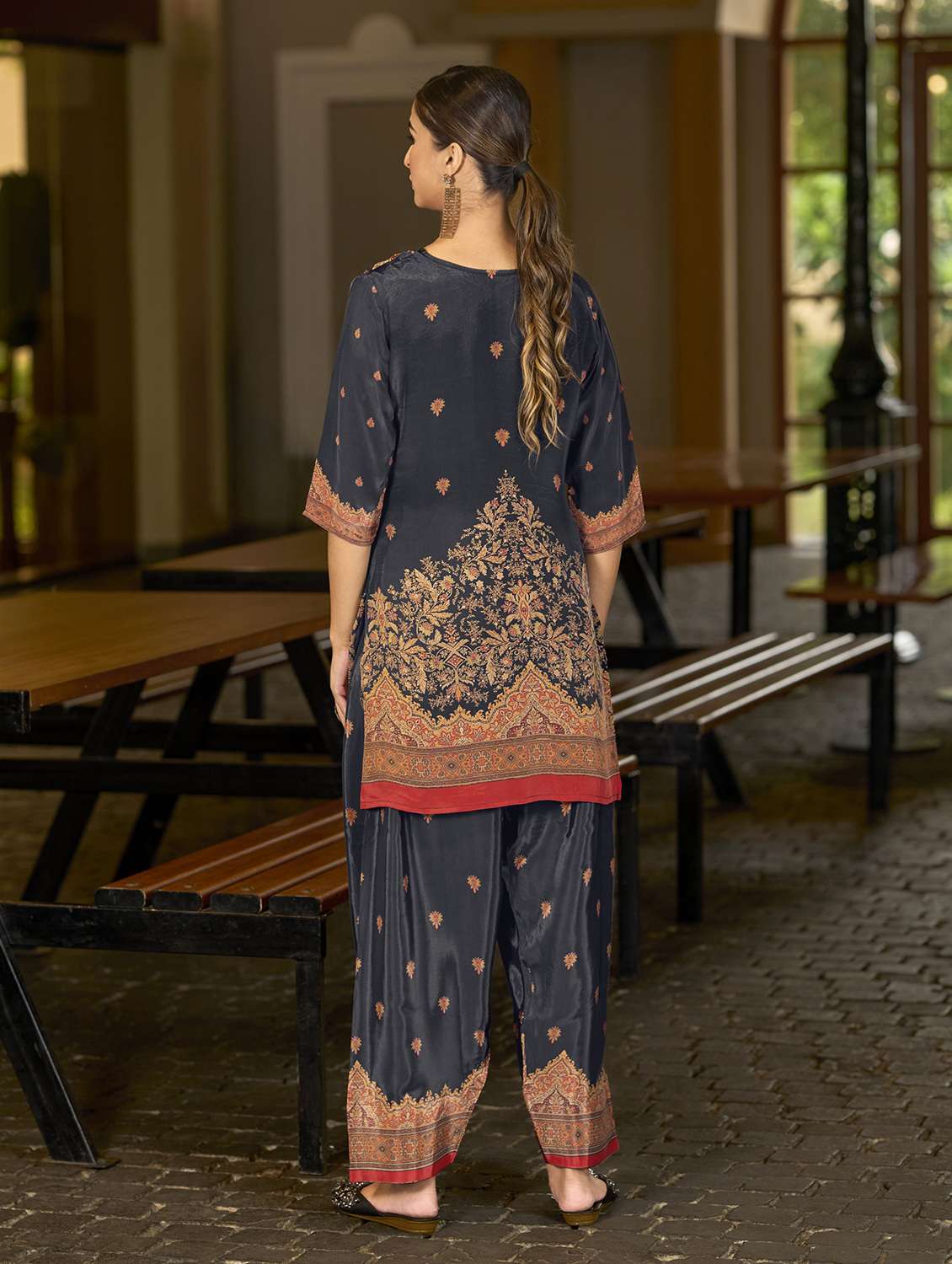 women printed three quarter sleeve co-ord set - 22142882 - Standard Image - 3