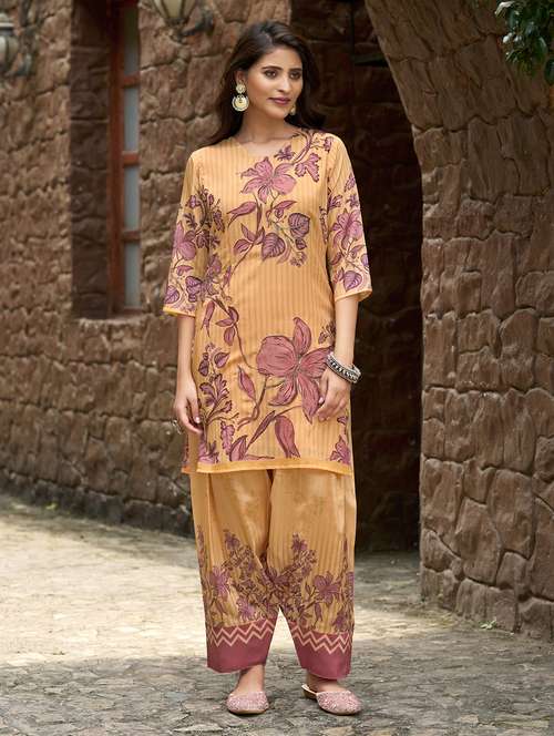 women printed three quarter sleeve co-ord set - 22142883 -  Standard Image - 0