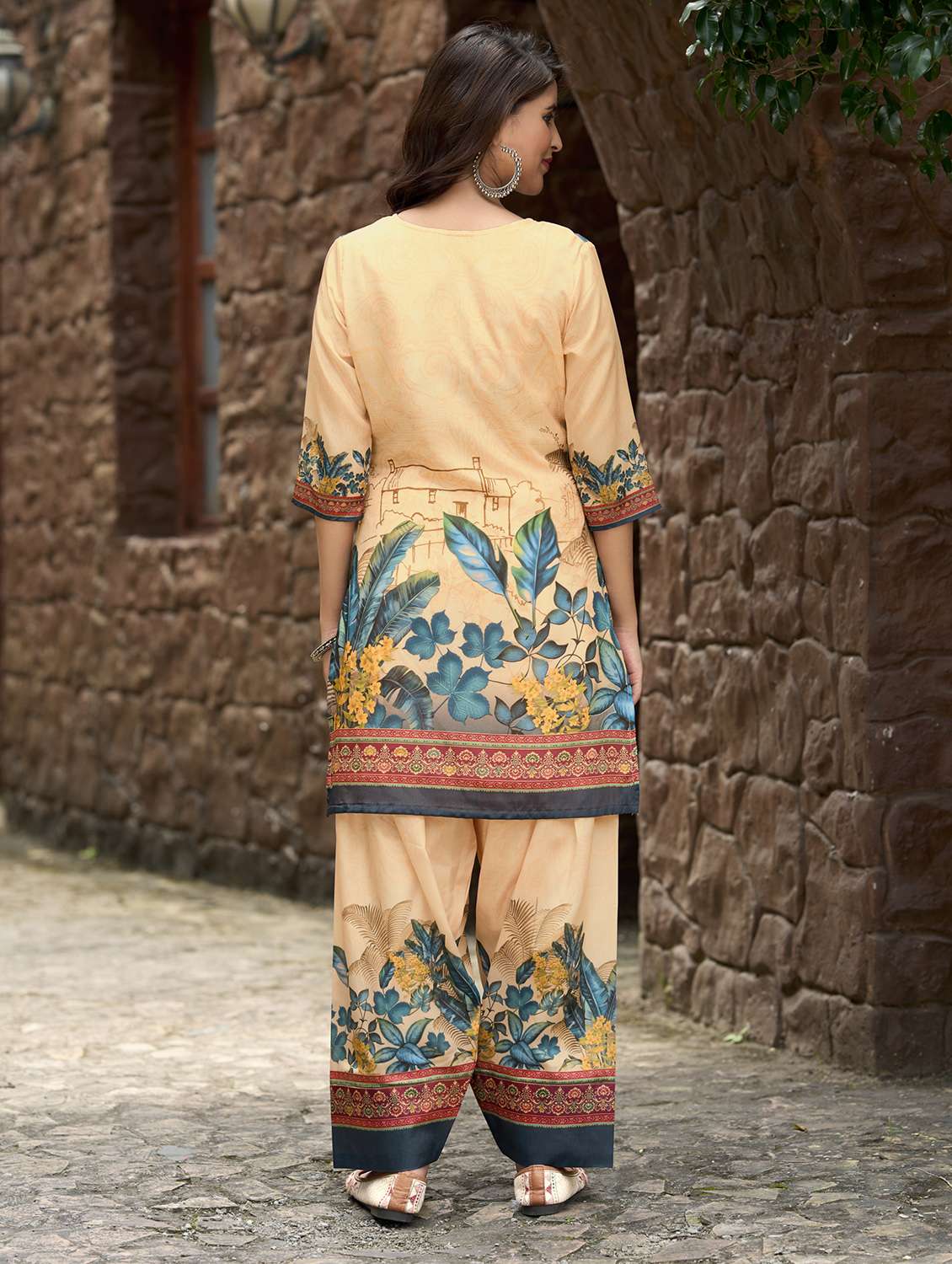 women printed three quarter sleeve co-ord set - 22142884 -  Standard Image - 3