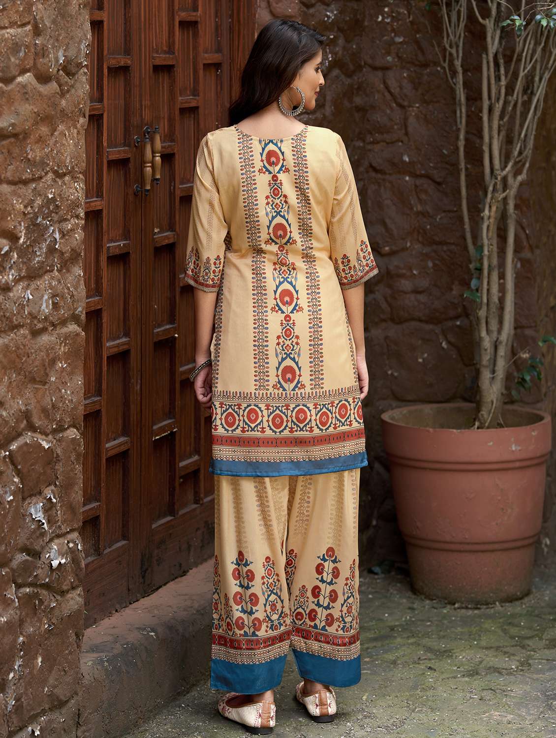 women printed three quarter sleeve co-ord set - 22142887 -  Standard Image - 3