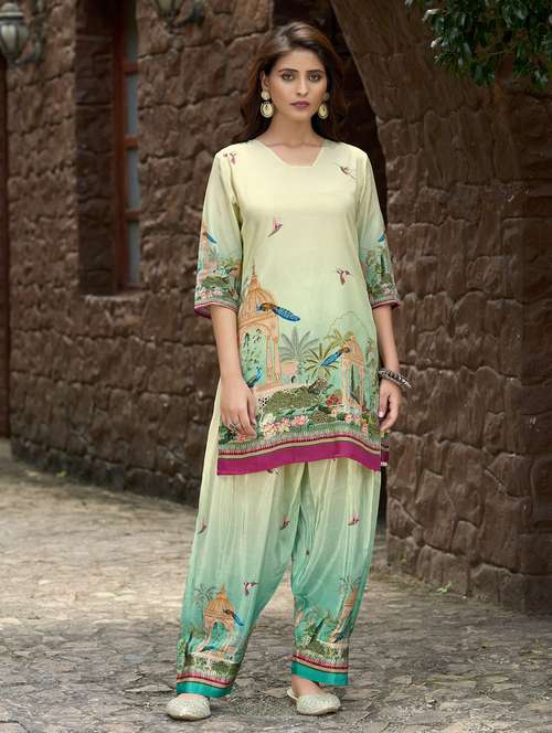 women printed three quarter sleeve co-ord set - 22142893 -  Standard Image - 0