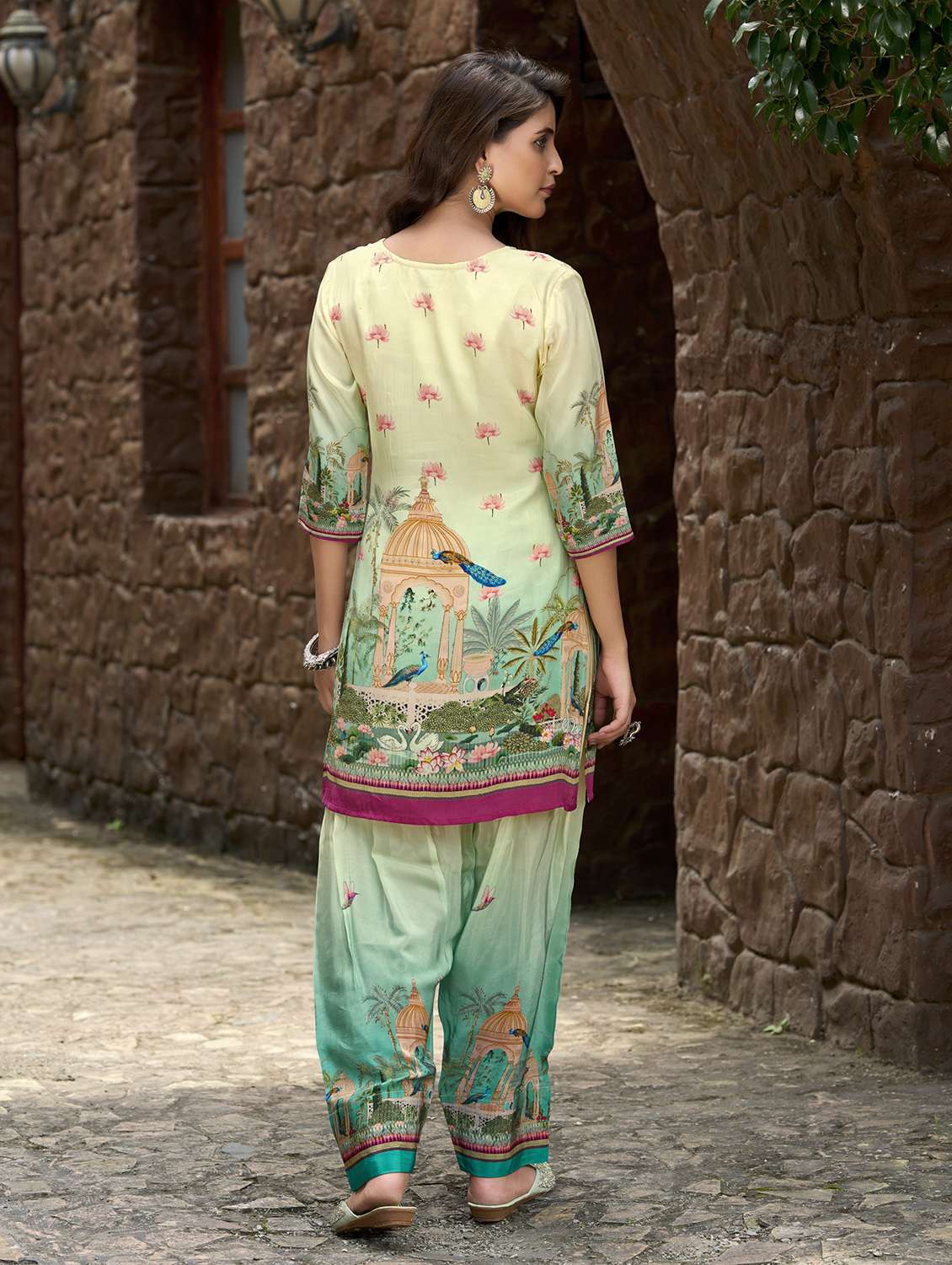 women printed three quarter sleeve co-ord set - 22142893 - Standard Image - 3