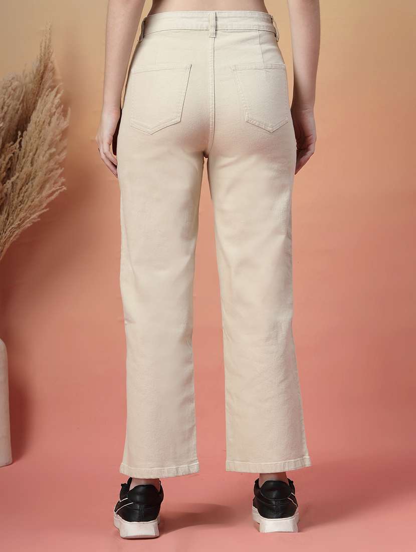 women solid high rise straight fit jean - 22142896 -  Standard Image - 3