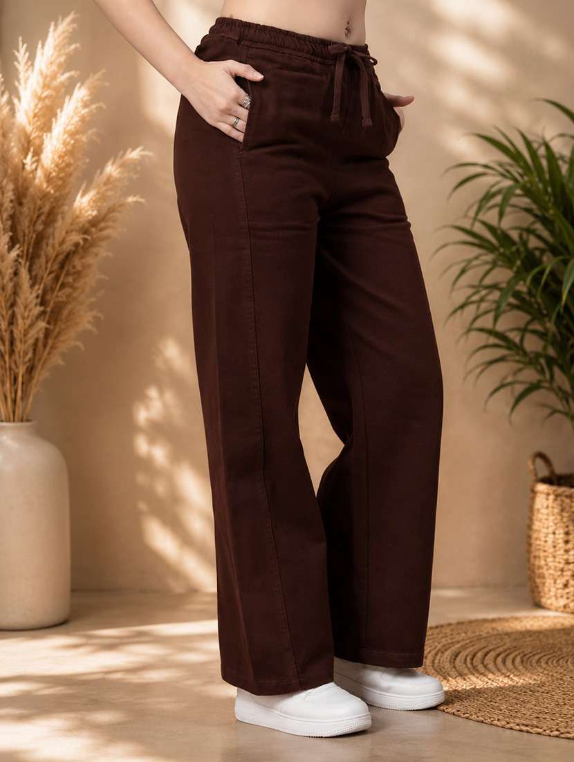 women solid mid rise wide leg jeans - 22142900 -  Standard Image - 3