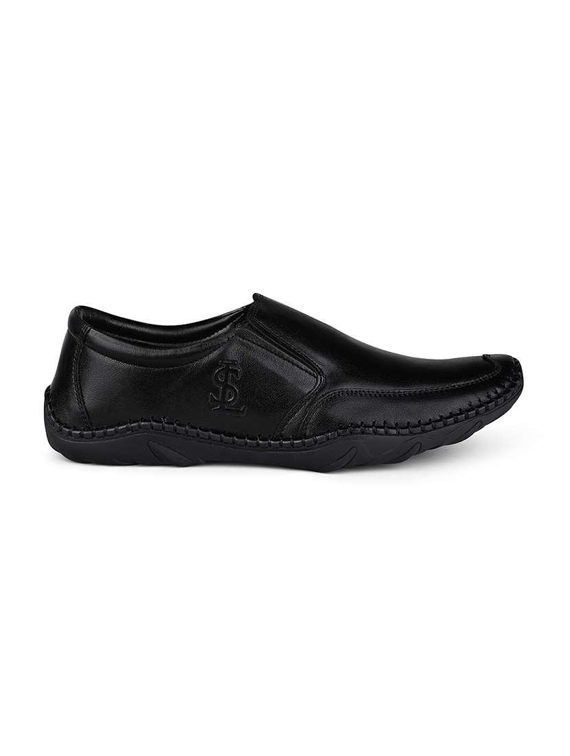 men black slip on formal shoes - 22142902 -  Standard Image - 3