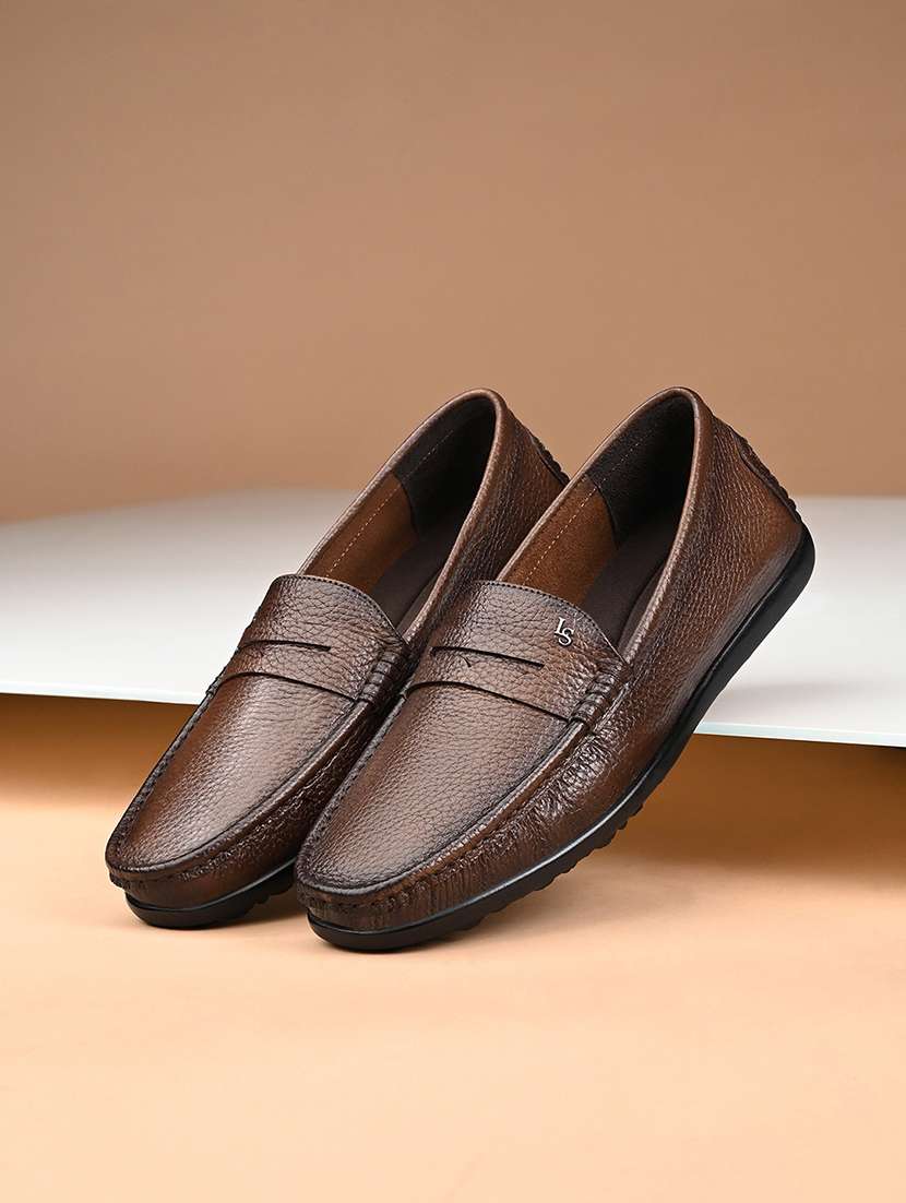 men brown slip on loafer