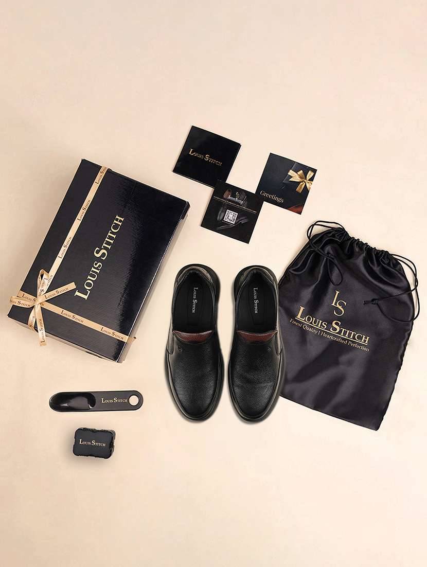 men black slip on formal shoes - 22142913 -  Standard Image - 3