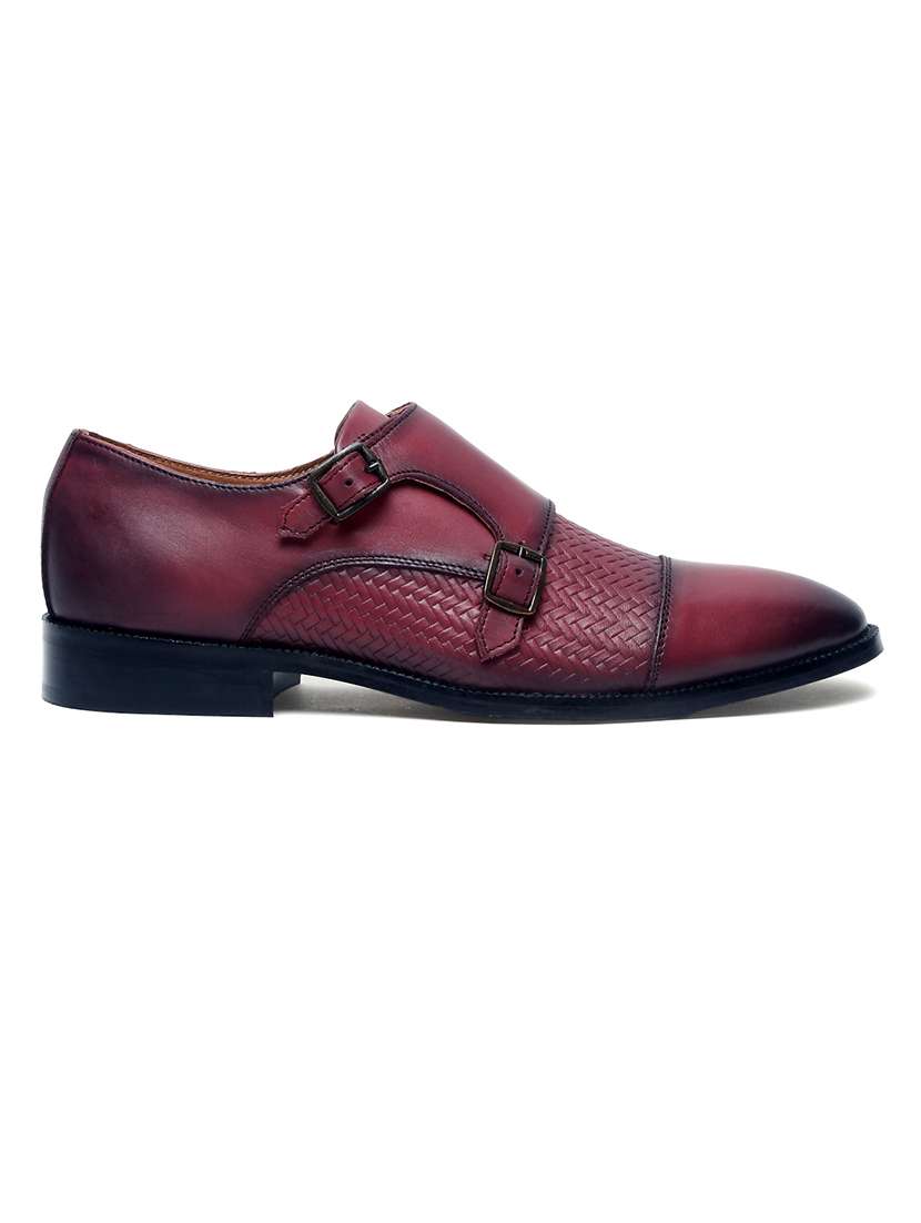 men maroon slip on monk strap - 22142936 -  Standard Image - 3