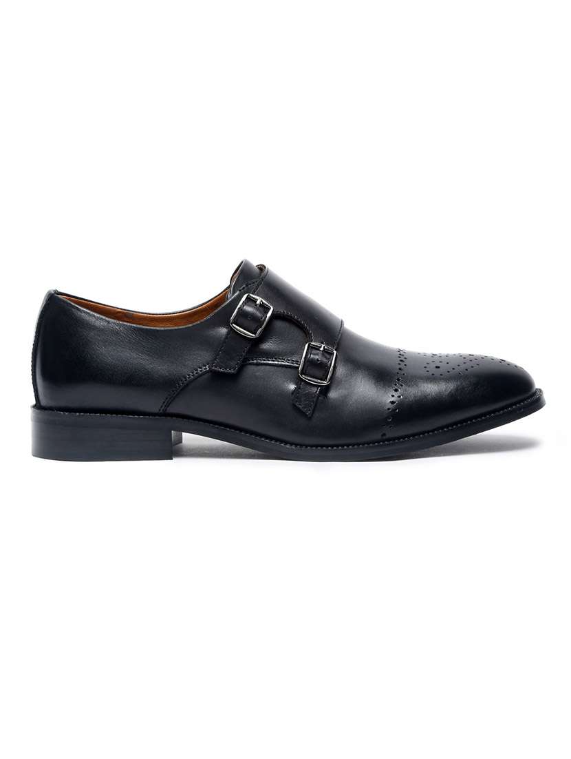 men black slip on monk strap - 22142942 -  Standard Image - 3