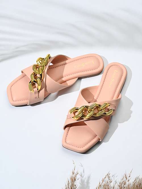 men peach slip on sandal - 22142960 -  Standard Image - 0