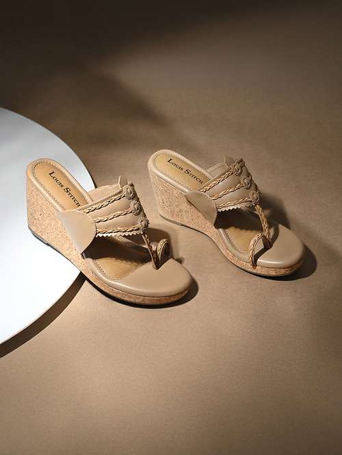 women beige one toe wedge - 22142963 -  Standard Image - 0