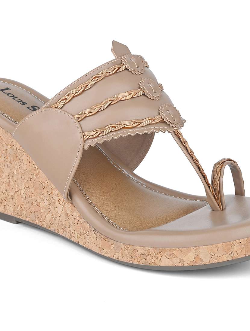 women beige one toe wedge - 22142963 -  Standard Image - 5