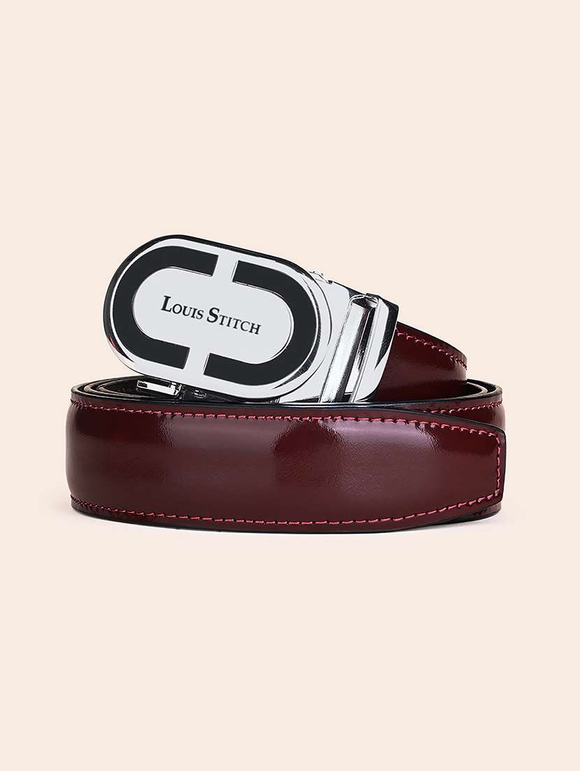 solid leather auto lock formal belt