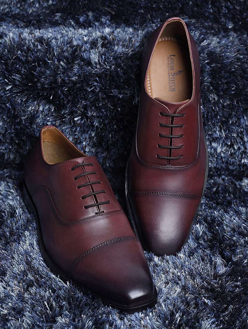 men solid lace up oxford