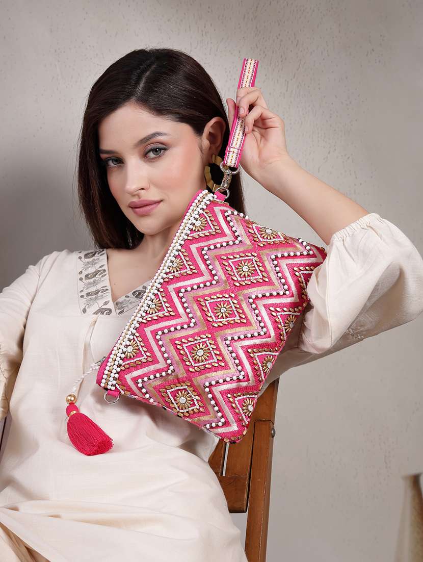 embellished chevron sling bag with tassel detail - 22143041 - Standard Image - 5