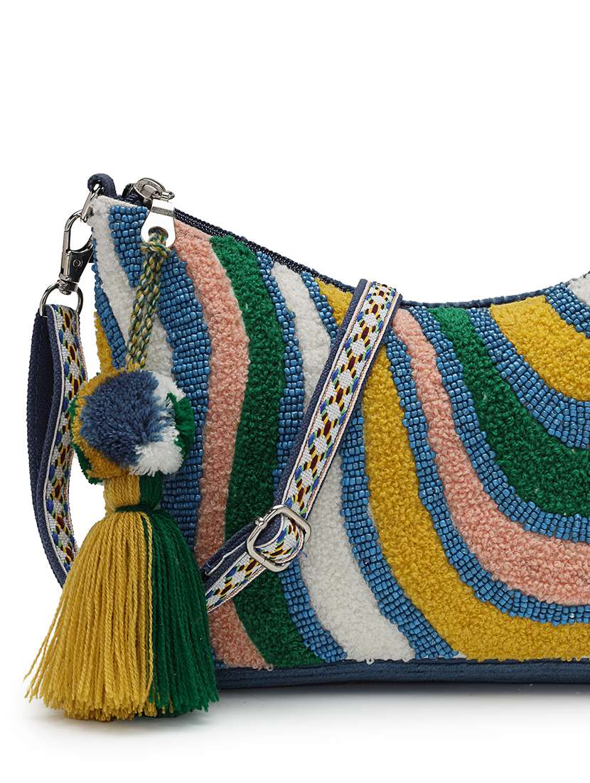 abstract multicolor sling bag with embroidered details - 22143043 -  Standard Image - 3
