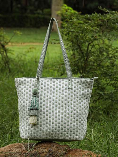 textured cotton tassel tote bag casual - 22143047 -  Standard Image - 0