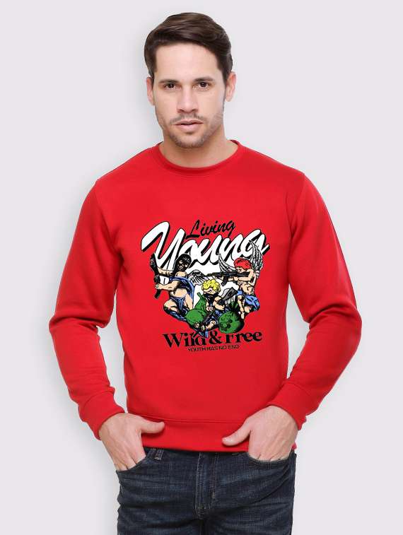 men front print long sleeve regular fit sweatshirt - 22143050 -  Zoom Image - 0