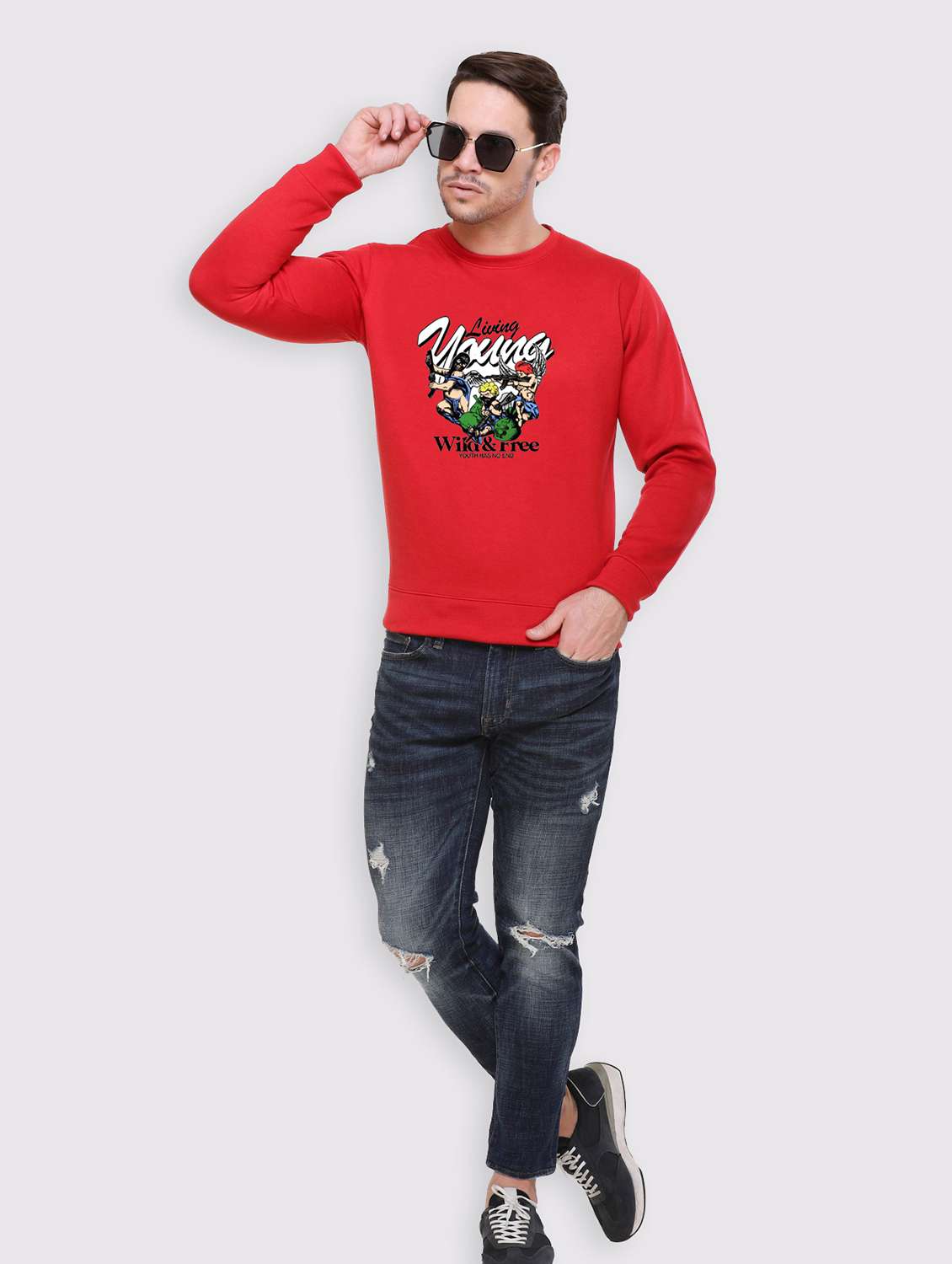 men front print long sleeve regular fit sweatshirt - 22143050 -  Standard Image - 3