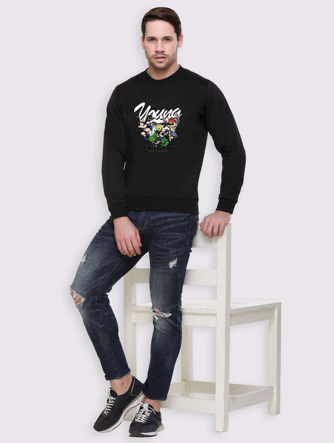 men front print long sleeve regular fit sweatshirt - 22143051 -  Standard Image - 3