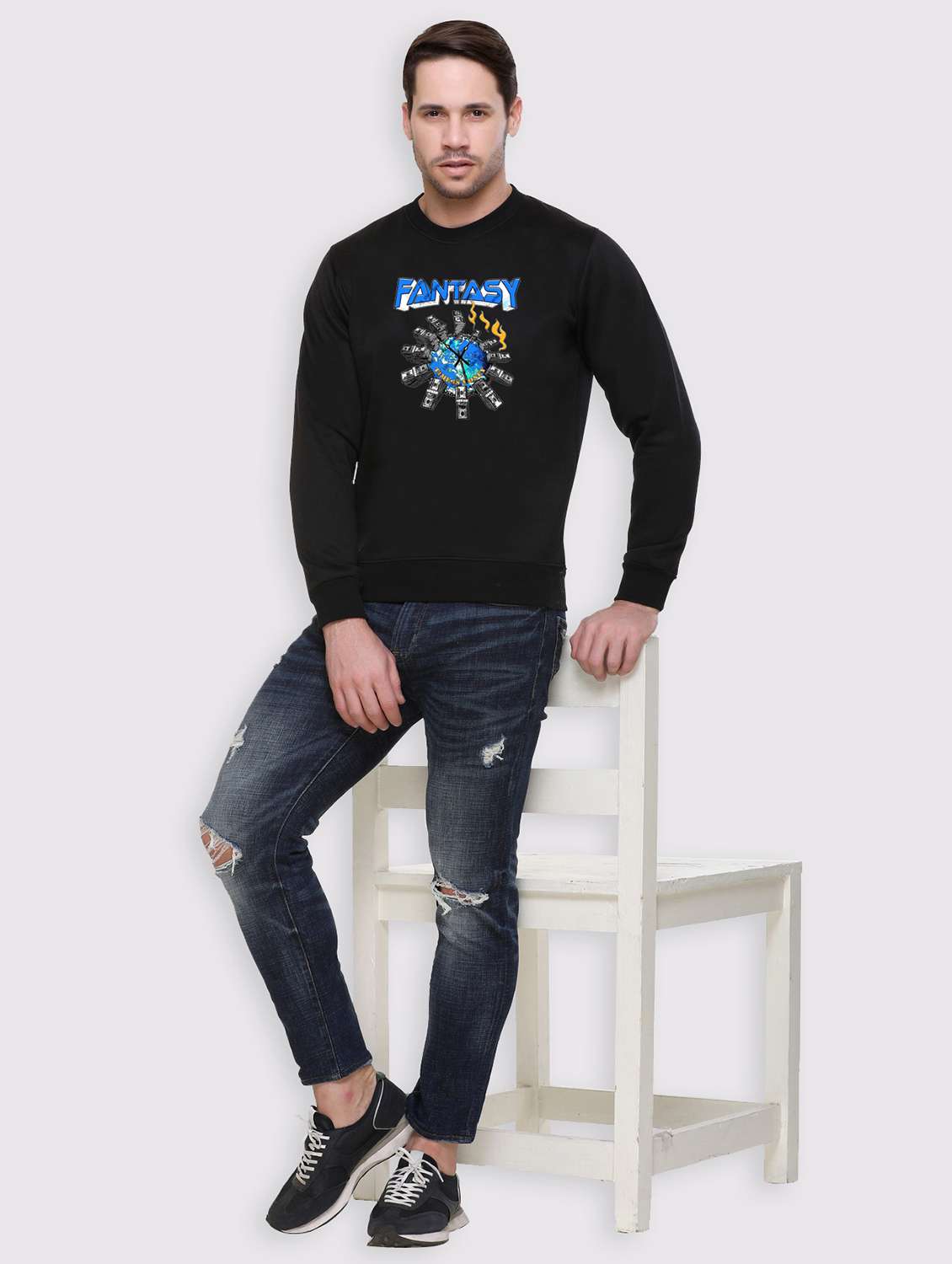 men front print long sleeve regular fit sweatshirt - 22143055 -  Standard Image - 3