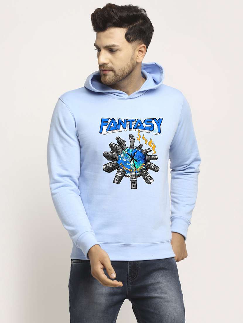 men front print long sleeve regular fit hooded sweatshirt - 22143077 -  Zoom Image - 0