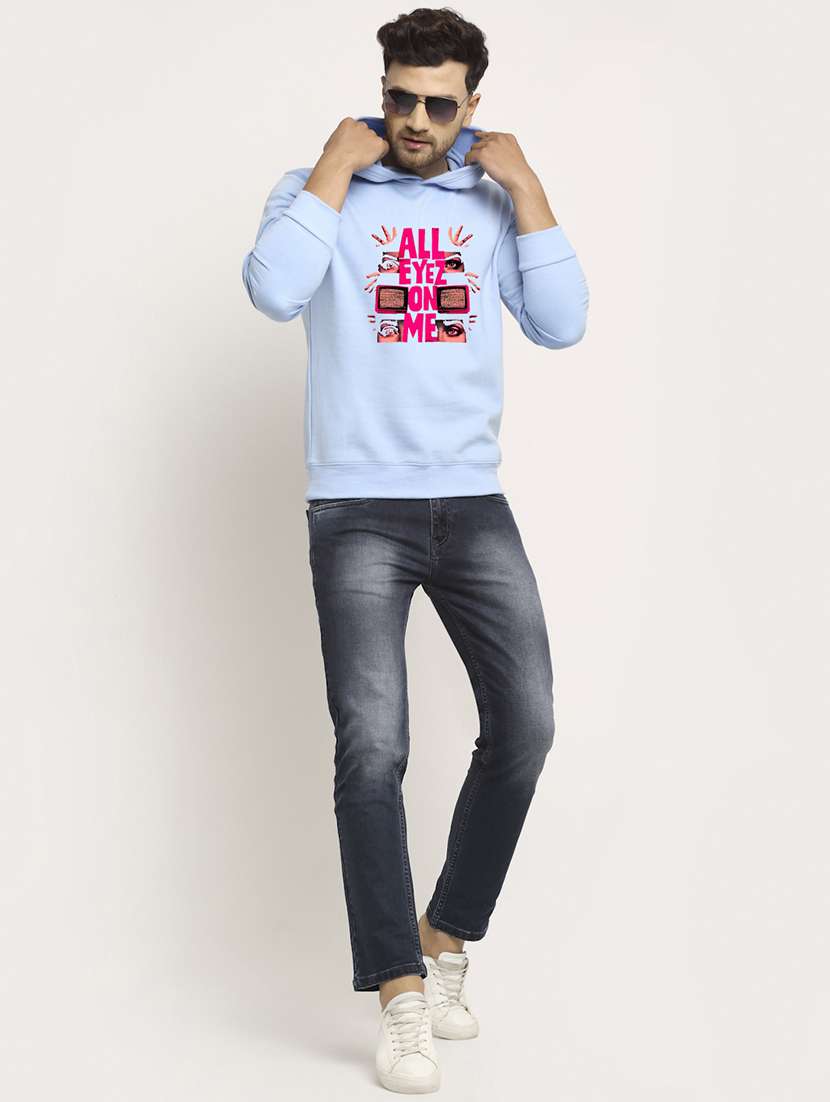 men front print long sleeve regular fit hooded sweatshirt - 22143080 - Standard Image - 3