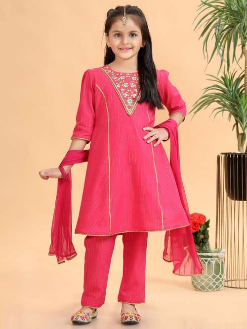 girls embroidered kurta and pant with dupatta  - 22143110 -  Standard Image - 0