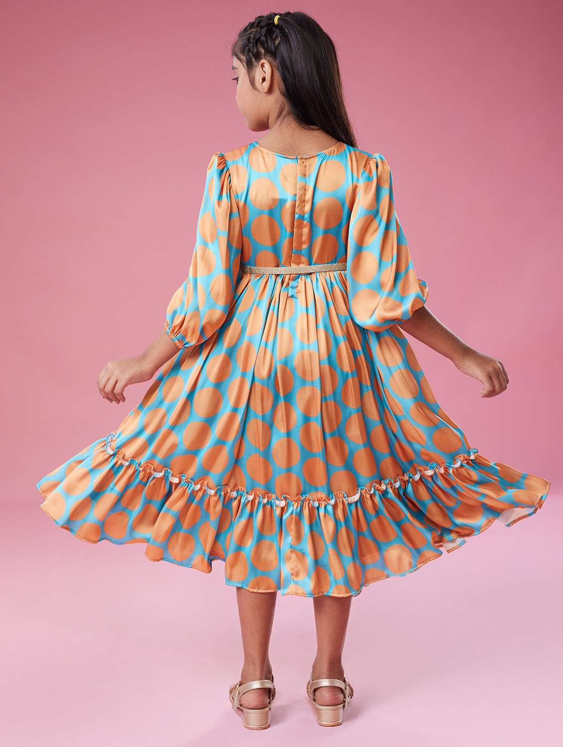 girls polka doted puff sleeve tiered dress - 22143116 - Standard Image - 5
