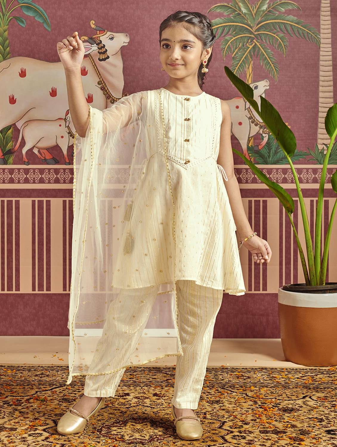 girls self designed kurta and pant with dupatta set - 22143131 -  Zoom Image - 0