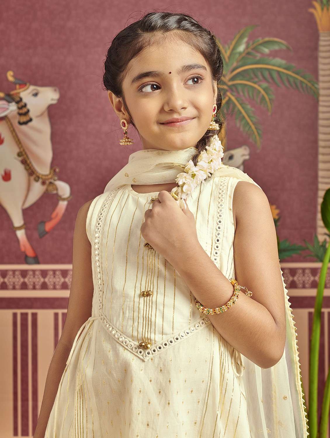 girls self designed kurta and pant with dupatta set - 22143131 - Standard Image - 3