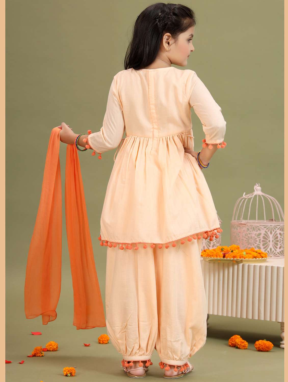 girls embroidered kurta and salwar with dupatta  - 22143146 -  Standard Image - 3