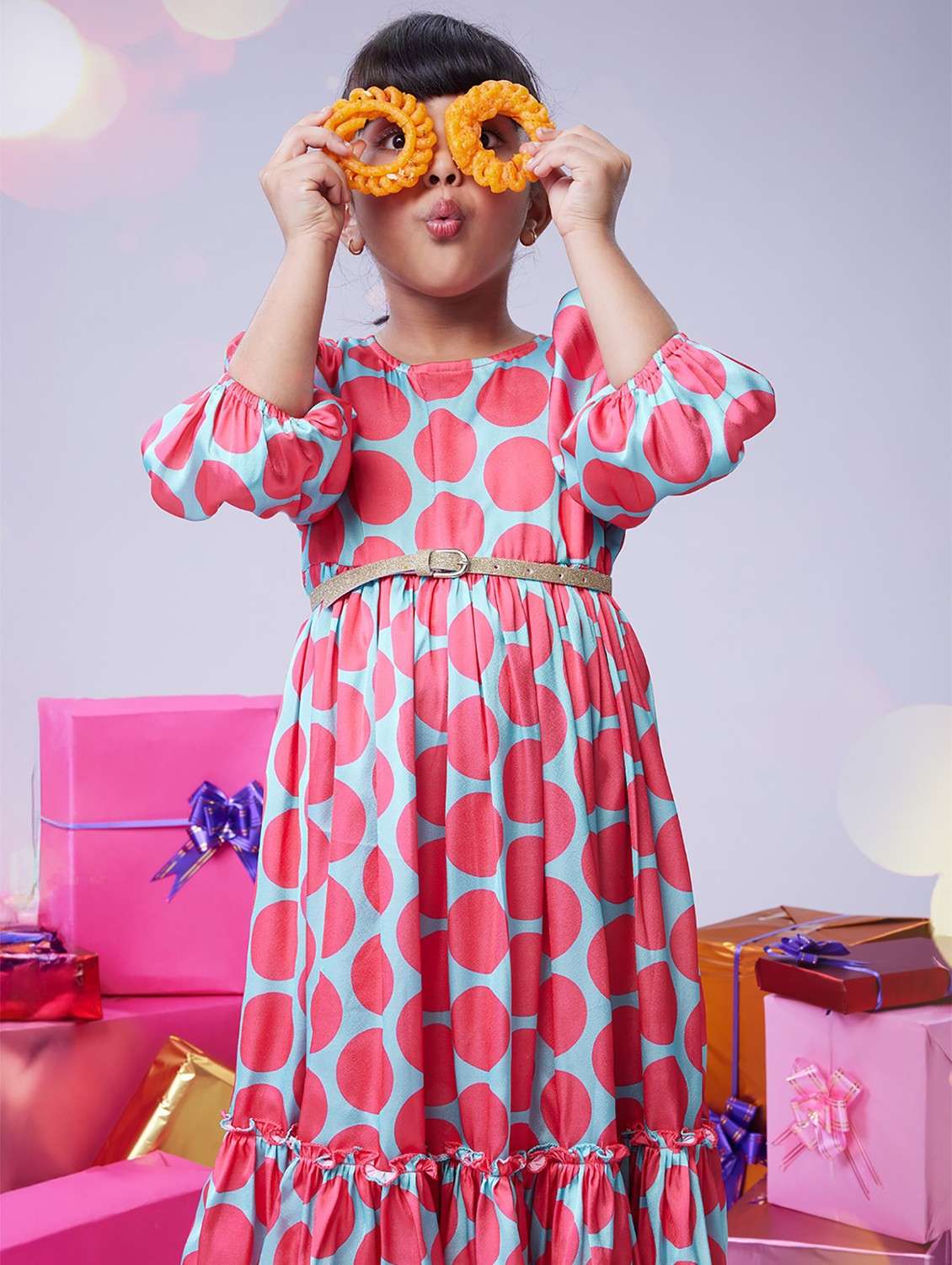 girls polka doted puff sleeve tiered dress - 22143148 -  Standard Image - 5